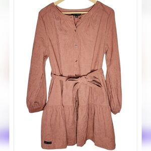 Simply Southern Button Up Front tiered Ruffle Mini Corduroy Belted Dress Size XL